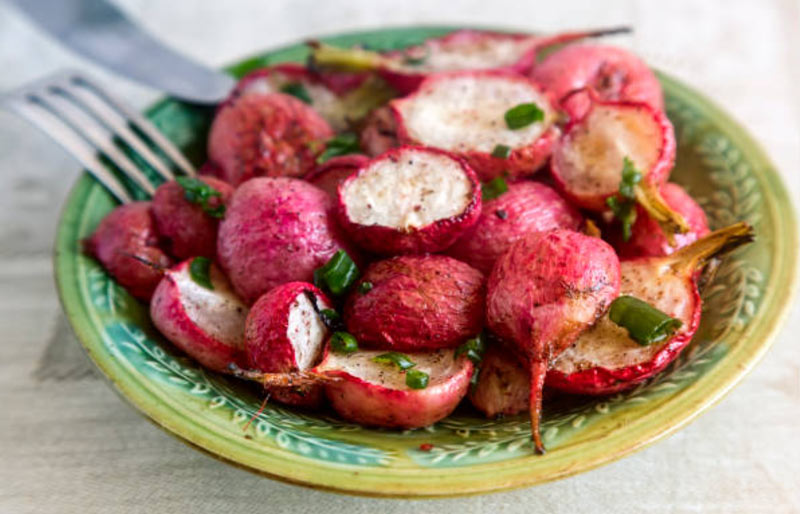 dish of radishes